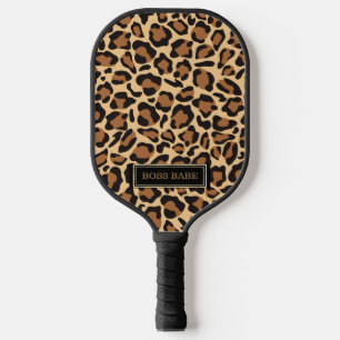 Leopard Seamless Pattern Custom Name Pickleball Paddle