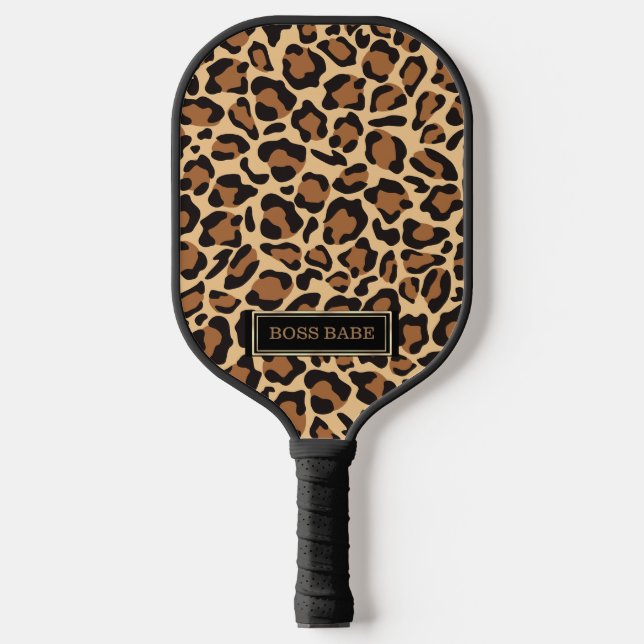 Leopard Seamless Pattern Custom Name Pickleball Paddle (Front)