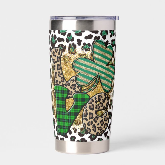 Leopard Shamrock Love Insulated Tumbler (Left)