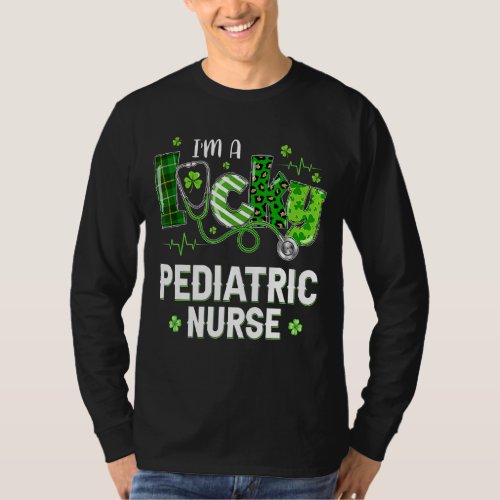 Leopard Shamrock Lucky Pediatric Nurse St Patricks T_Shirt