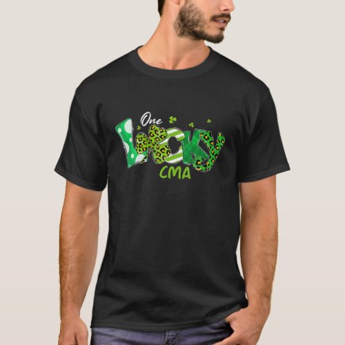 Leopard Shamrock One Lucky CMA Nurse St Patricks D T_Shirt