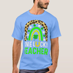 Leopard Shamrock One Lucky Teacher St Patrick's Da T-Shirt