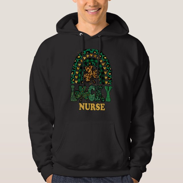 Leopard Shamrock Rainbow For St  Patricks Day   Lu Hoodie (Front)