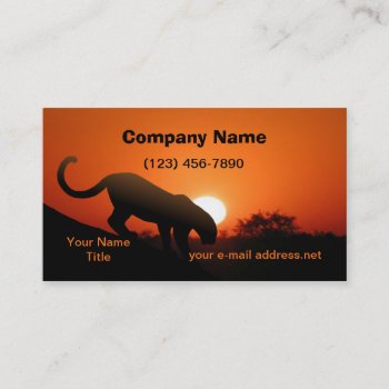 Leopard Silhouette Sunset Business Card by timelesscreations at Zazzle