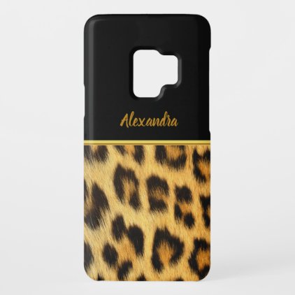 Leopard Skin Animal Print Gold monogram Case-Mate Samsung Galaxy S9 Case