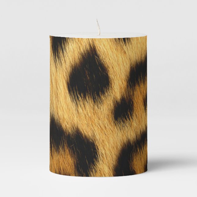 Leopard Skin Animal Print Pillar Candle (Front)
