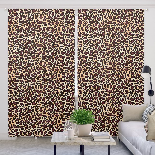 Leopard Skin Brown Cream Pattern -  Blackout Curtains (Living Room)