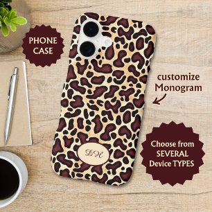 Leopard Skin Brown Cream Pattern Monogrammed - iPhone 17 Case