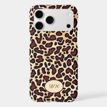 Leopard Skin Brown Cream Pattern Monogrammed -