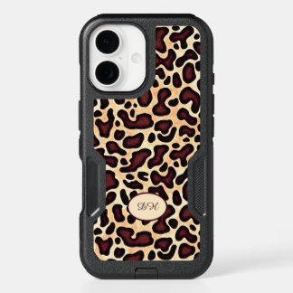Leopard Skin Brown Cream Pattern Monogrammed -  iPhone 16 Case