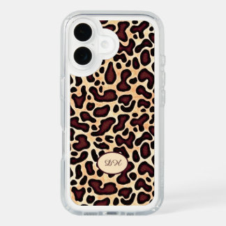 Leopard Skin Brown Cream Pattern Monogrammed - iPhone 16 Case