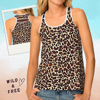 Leopard Skin Brown Cream Pattern - Tank Top