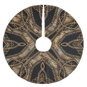 Leopard Skin & Chain Jewelry Brushed Polyester Tree Skirt