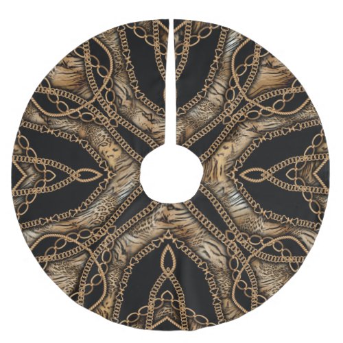 Leopard Skin  Chain Jewelry Brushed Polyester Tree Skirt