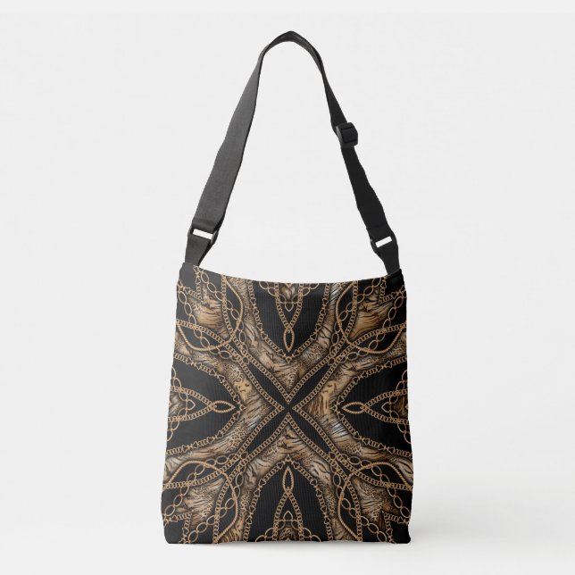 Leopard Skin & Chain Jewelry Crossbody Bag (Front)