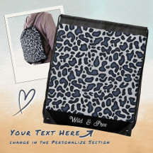 Leopard Skin Denim Grey Blue Pattern -