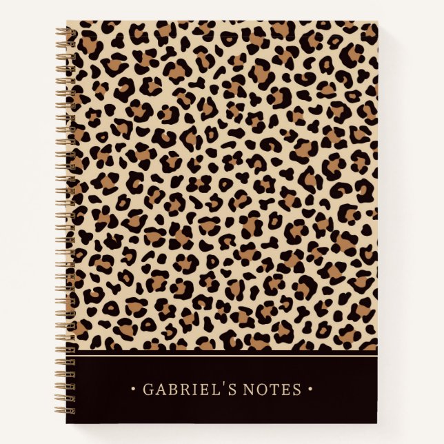 Leopard Skin Fur Pattern | Add Your Name Notebook (Front)