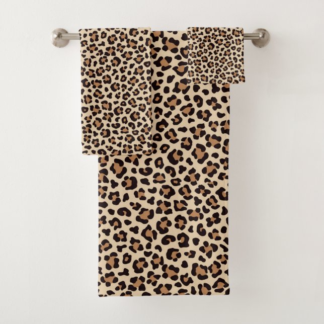 Leopard Skin Fur Pattern Bath Towel Set (Insitu)