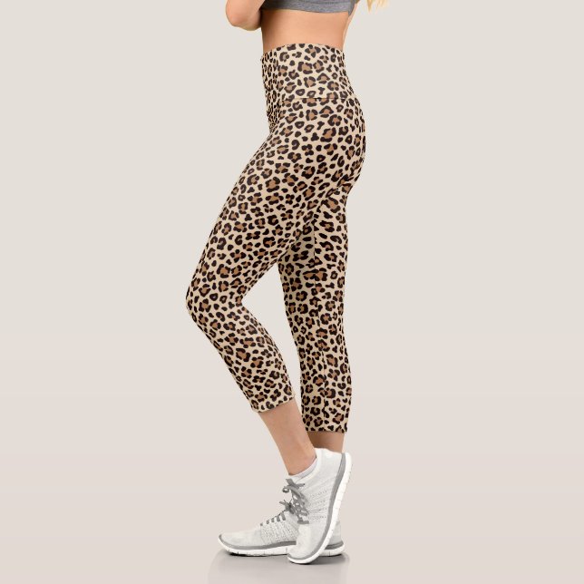 Leopard Skin Fur Pattern Capri Leggings (Left)