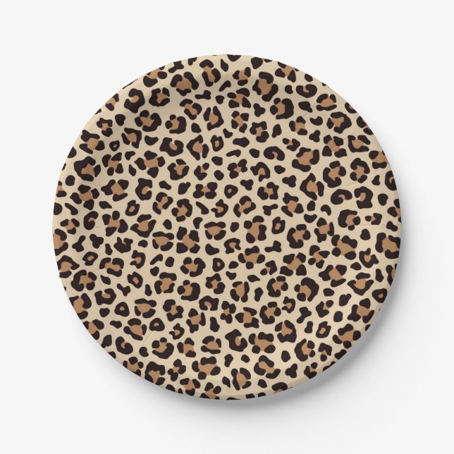 Leopard Skin Fur Pattern Paper Plates (Front)