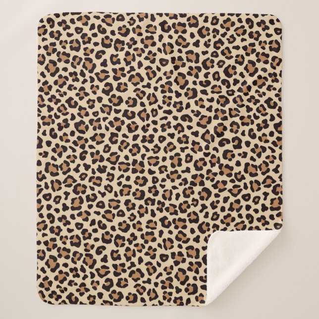 Leopard Skin Fur Pattern Sherpa Blanket (Front)