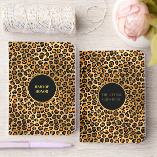 Leopard skin gold orange real foil safari wedding vow books