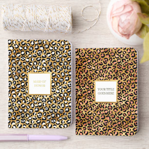 Leopard skin gold pink white monogrammed skin foil vow books