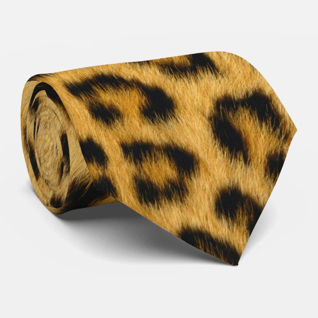 Leopard Skin Hair Print Neck Tie (Rolled)