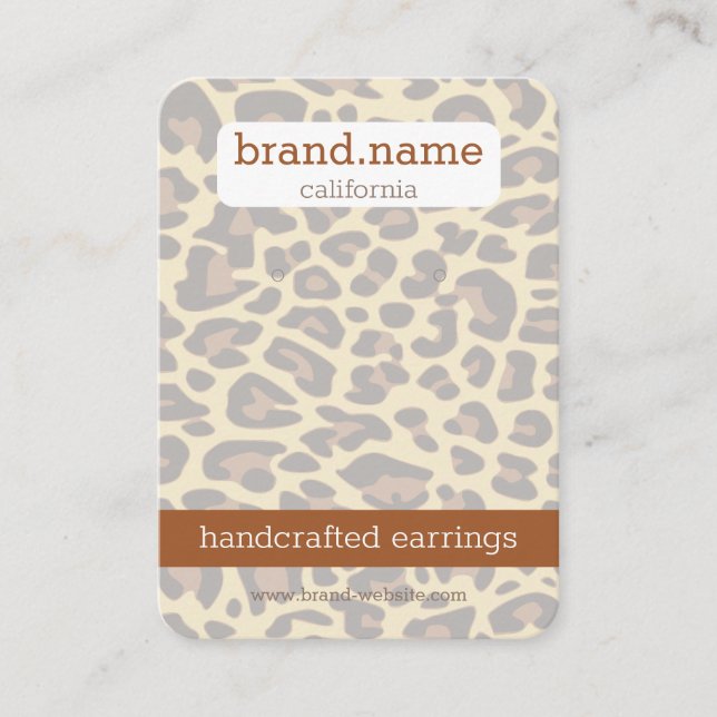 Leopard Skin Handmade Jewelry Studs Display Holder Business Card (Front)