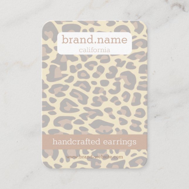 Leopard Skin Handmade Jewelry Studs Display Holder Business Card (Front)
