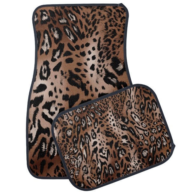 Leopard skin illustration seamless pattern fabric  car floor mat (Set)