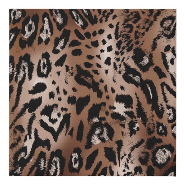 Leopard skin illustration seamless pattern fabric  faux canvas print (Front)
