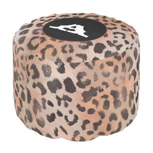 Leopard Skin in Tangerine Apricot Pouf