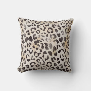 Leopard Skin in Tangerine Ivory Throw Pillow