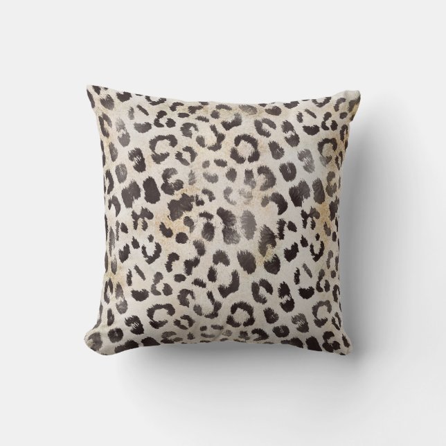 Leopard Skin in Tangerine Ivory Throw Pillow (Front)