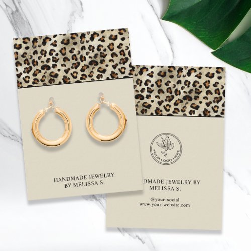 Leopard Skin Look And Custom Logo Earrings Display Business Card