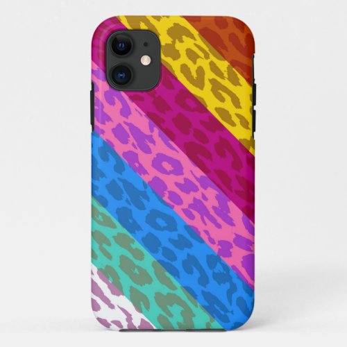 Leopard Skin Multicolor Stripe Pattern 2 iPhone 11 Case