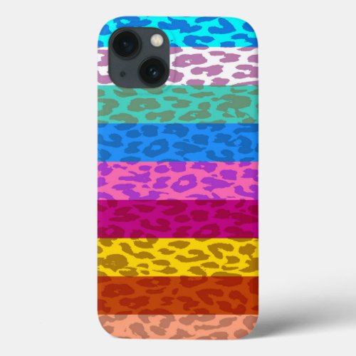 Leopard Skin Multicolor Stripe Pattern 2 iPhone 13 Case