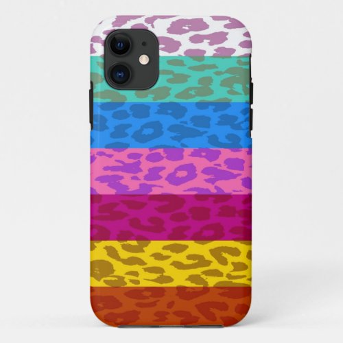 Leopard Skin Multicolor Stripe Pattern 2 iPhone 11 Case