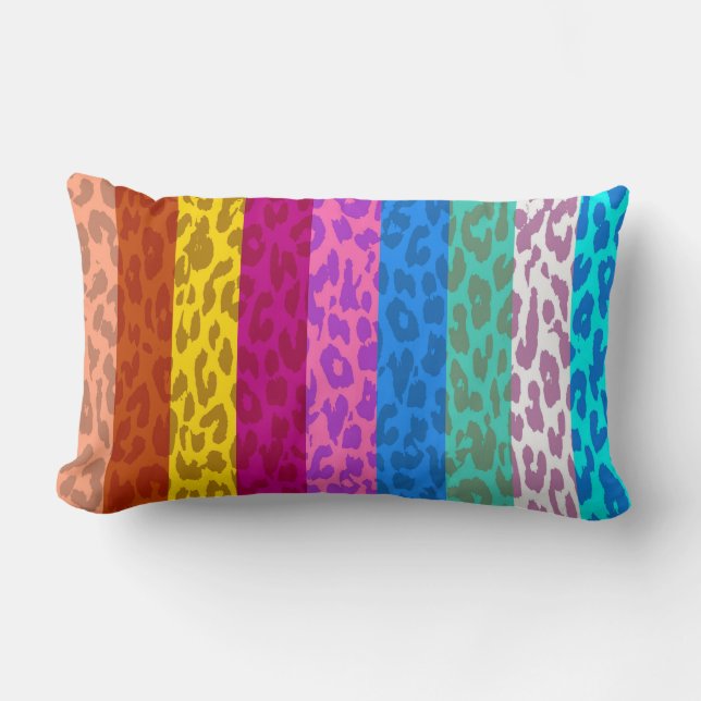 Leopard Skin Multicolor Stripe Pattern 2 Lumbar Pillow (Front)