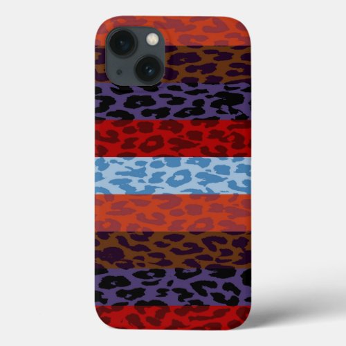 Leopard Skin Multicolor Stripe Pattern 3 iPhone 13 Case