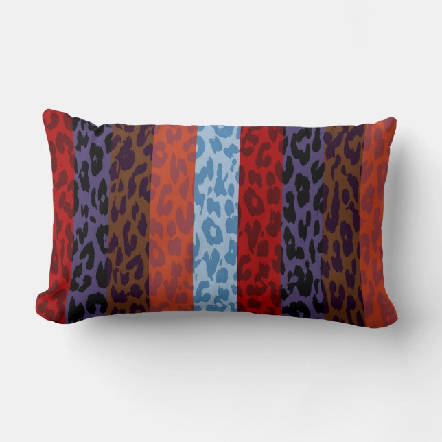 Leopard Skin Multicolor Stripe Pattern 3 Lumbar Pillow (Front)
