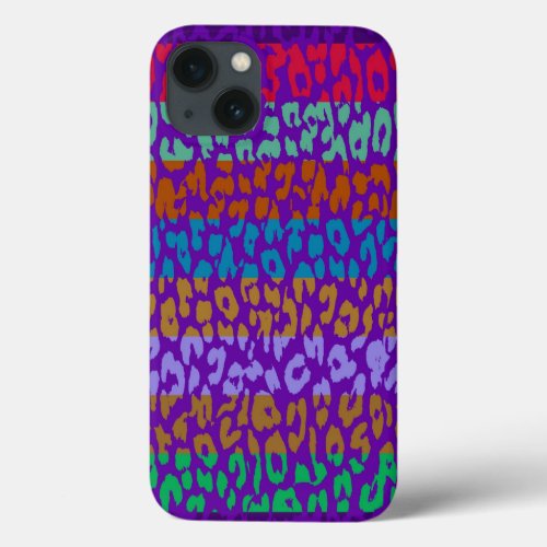 Leopard Skin Multicolor Stripe Pattern 4 iPhone 13 Case