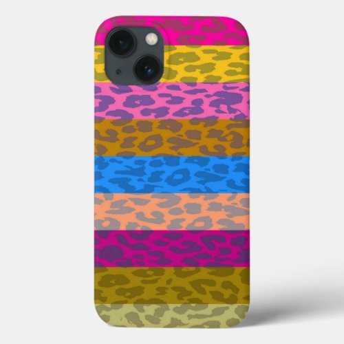 Leopard Skin Multicolor Stripe Pattern iPhone 13 Case