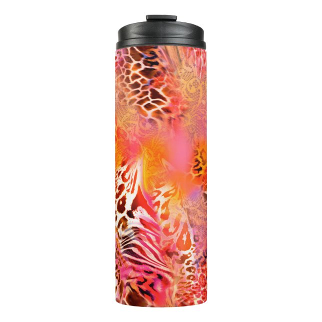 leopard skin pattern fabric leopard,abstract,anima thermal tumbler (Front)