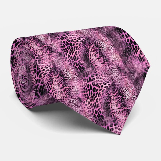 Leopard Skin Pattern  Neck Tie (Rolled)