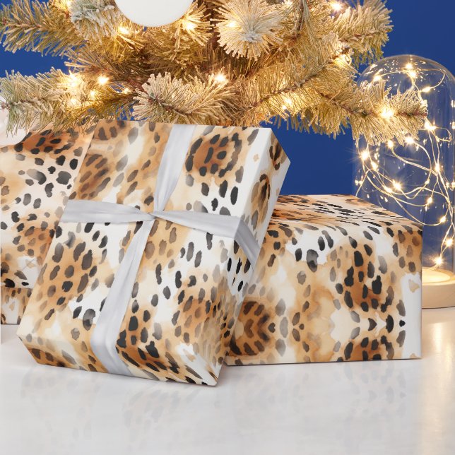 Leopard skin pattern print, Safari Animals Themed Wrapping Paper (Holidays)