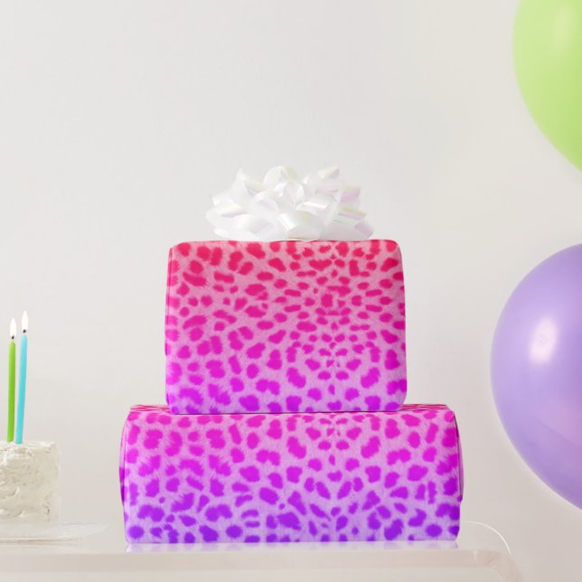 Leopard Skin Pink Purple Wrapping Paper (Party Gifts)