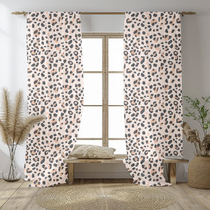 Leopard Skin Pink Watercolor Seamless Pattern Sheer Curtains