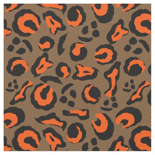 Leopard Skin Print Brown Orange Black Camouflage Fabric